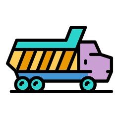 Poster - Tipper icon. Outline tipper vector icon color flat isolated