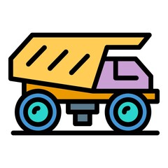 Poster - Big tipper icon. Outline big tipper vector icon color flat isolated