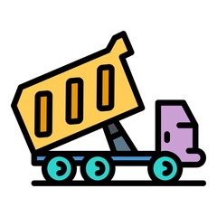 Poster - dump truck icon. outline dump truck vector icon color flat isolated