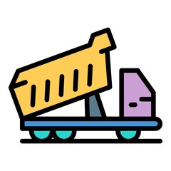Poster - Work tipper icon. Outline work tipper vector icon color flat isolated