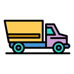 Poster - Machine tipper icon. Outline machine tipper vector icon color flat isolated