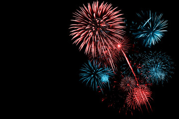 Wall Mural - fireworks with blur milky way background