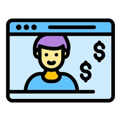 Poster - Web money estimation icon. Outline web money estimation vector icon color flat isolated