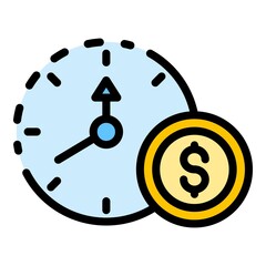 Poster - Time is money icon. Outline time is money vector icon color flat isolated