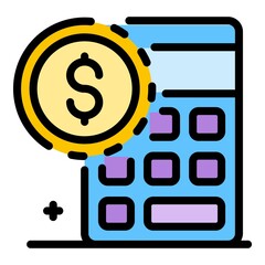 Poster - Estimator calculator icon. Outline estimator calculator vector icon color flat isolated
