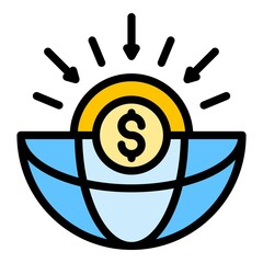 Poster - Global money estimate icon. Outline global money estimate vector icon color flat isolated