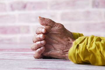 close up of hands of a elderly person 