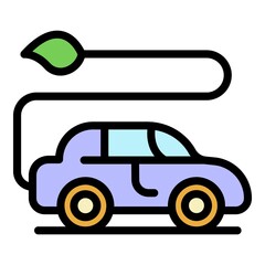 Canvas Print - Eco electric car icon. Outline eco electric car vector icon color flat isolated