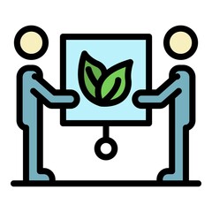 Poster - Ecologist banner presentation icon. Outline ecologist banner presentation vector icon color flat isolated