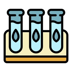 Poster - Eco test tubes icon. Outline eco test tubes vector icon color flat isolated