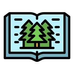 Poster - Eco forest book icon. Outline eco forest book vector icon thin line color flat isolated