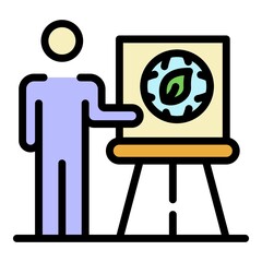 Poster - Eco speaker presentation icon. Outline eco speaker presentation vector icon color flat isolated