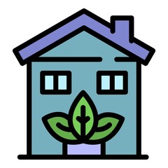 Poster - eco house icon. outline eco house vector icon color flat isolated