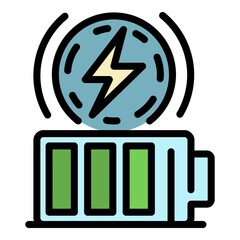 Poster - Full battery energy icon. Outline full battery energy vector icon color flat isolated