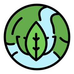 Poster - Eco nature earth icon. Outline eco nature earth vector icon color flat isolated