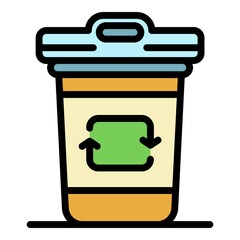 Poster - Plastic eco bin icon. Outline plastic eco bin vector icon color flat isolated