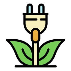 Poster - Eco plug icon. Outline eco plug vector icon color flat isolated