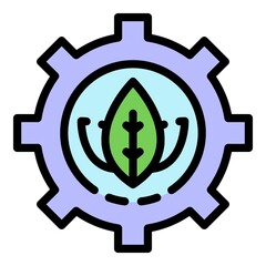 Poster - Gear wheel environment icon. Outline gear wheel environment vector icon color flat isolated