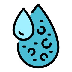 Sticker - Biohazard water drop icon. Outline biohazard water drop vector icon color flat isolated