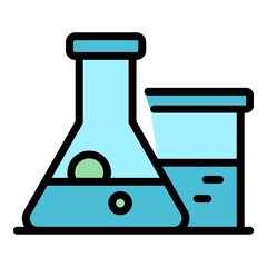 Poster - chemical flask icon. outline chemical flask vector icon color flat isolated