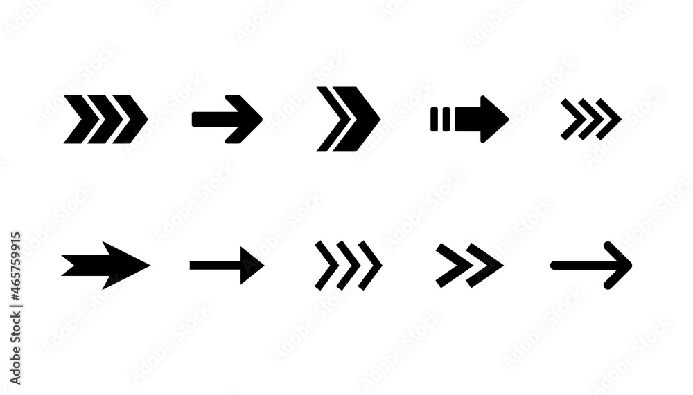 Arrow icon collection. Set of vector arrows. Stock Vector | Adobe Stock