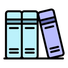 Poster - Foreign language books icon. Outline foreign language books vector icon thin line color flat isolated