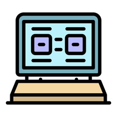 Poster - Online app learning icon. Outline online app learning vector icon color flat isolated