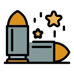 Poster - Bullet pistol icon. Outline bullet pistol vector icon color flat isolated