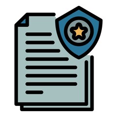Poster - Police investigation document icon. Outline police investigation document vector icon color flat isolated