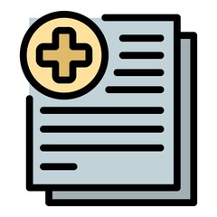 Poster - Dog medical papers icon. Outline dog medical papers vector icon color flat isolated