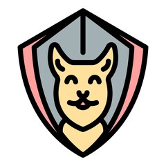 Poster - dog shield protect icon. outline dog shield protect vector icon color flat isolated