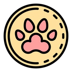 Poster - dog paw medal icon. outline dog paw medal vector icon color flat isolated