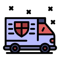 Poster - Personal guard truck icon. Outline personal guard truck vector icon color flat isolated