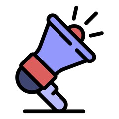 Poster - Personal guard megaphone icon. Outline personal guard megaphone vector icon color flat isolated