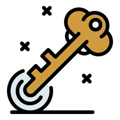 Poster - Police safe key icon. Outline police safe key vector icon color flat isolated