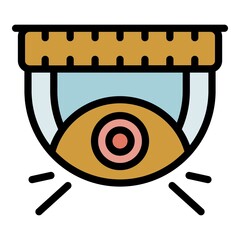 Poster - Security indoor camera icon. Outline security indoor camera vector icon color flat isolated