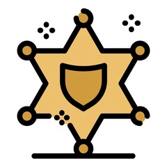 Poster - Policeman star icon. Outline policeman star vector icon color flat isolated