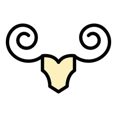 Sticker - Head wildebeest icon. Outline head wildebeest vector icon color flat isolated