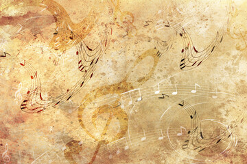 Fototapete - beautiful abstract colorful collage with music notes.