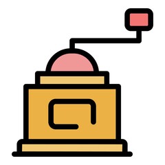 Poster - Wood coffee grinder icon. Outline wood coffee grinder vector icon color flat isolated