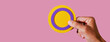 person with an intersex flag, web banner