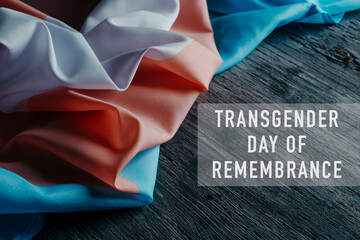 Wall Mural - text transgender day of remembrance, and flag