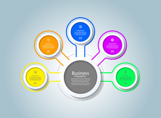 Presentation business infographic template circle colorful with 5 step