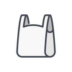 Poster - Shopping plastic bag with handles color line icon. Grocery bag vector outline colorful sign.
