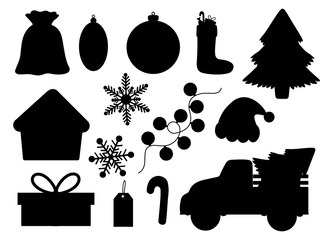 Wall Mural - Christmas silhouette vector illustration. New Year elements