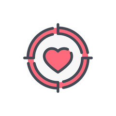 Poster - target with heart color line icon. dating vector outline colorful sign.