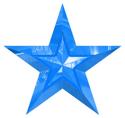 Wall Mural - 5 point star - Christmas Star - blue single isolated on white - 3d rendering