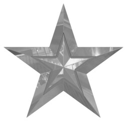 Wall Mural - 5 point star - Christmas Star - gray single isolated on white - 3d rendering