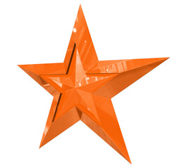 Wall Mural - 5 point star - Christmas Star - orange single isolated on white - 3d rendering
