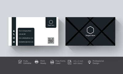 Stylish business card or visiting card design template using grey and black color 